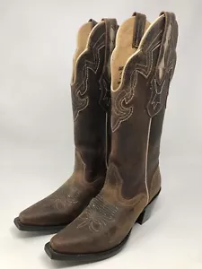 Stivali donna 6-J B DILLON marrone bisonte pelle di capra punta aperta 13" cowboy JBW5001 - Foto 1 di 12