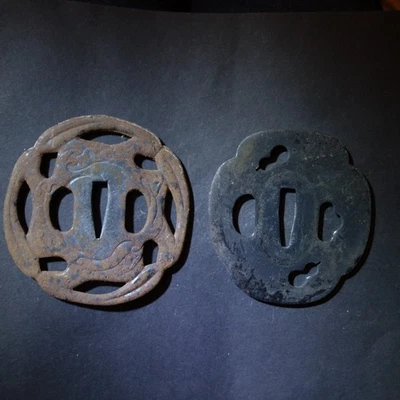 2 Stück alte japanische Eisen Tsuba - Bild 1 von 4