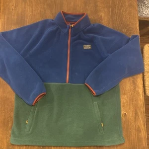 L.L Bean Men’s Half Zip Fleece Pullover XXL TALL Blue Green With Pockets - Picture 1 of 8