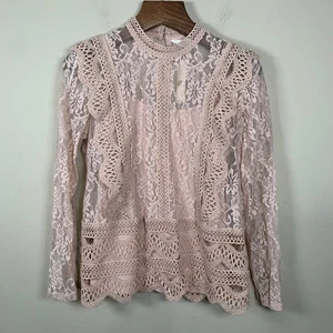 Adiva NWT Blush Ruffled Lace Blouse Size Medium Romantic Feminine Cottagecore - Picture 1 of 9