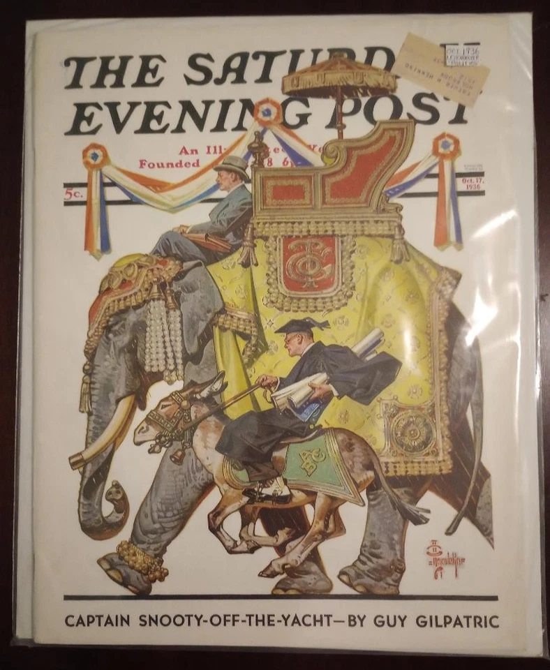1936 OCTOBER 17 SATURDAY EVENING POST MAGAZINE - J.C. LEYENDECKER COVER - 2- - Image 1 of 1