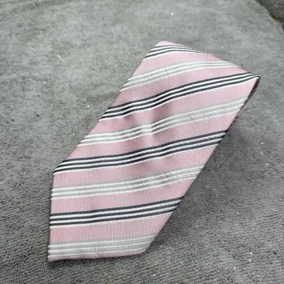 Donald Trump Signature Collection 100% Seda Rosa Blanco Gris Rayas Barra Dorada Foto 1 de 4