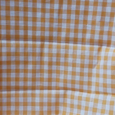 grand coupon de tissu ancien à carreaux année 50 , 4,10 mètres X 56,5 cm coton - Photo 1/4