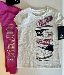 NWT Girls 6 CONVERSE Star Violet CAPRIS & TOP 2pc Set Outfit - Picture 1 of 4