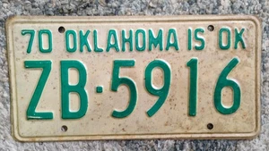 Oklahoma is OK License Plate - Expired 1970 - ZB-59116 - Picture 1 of 1