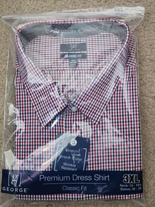 Camisa Para Hombres George Roja a Cuadros Abotonada Cuello Elástico Resistente a Arrugas 3XL - Imagen 1 de 5