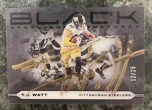 2022 PANINI BLACK T.J. WATT SPOTLIGHT SIGNATURES AUTO /25 🔥GOLD INK🔥 - Picture 1 of 6
