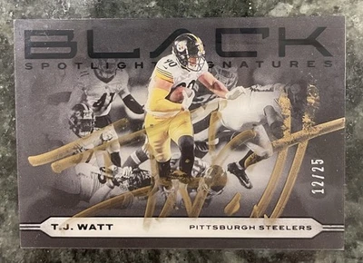 2022 PANINI BLACK T.J. WATT SPOTLIGHT SIGNATURES AUTO /25 🔥GOLD INK🔥 - Image 1 of 4