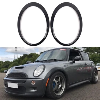 Gloss Black Headlight Trim Ring Bezel Cover For Mini Cooper R50 R52 R53 01-06 Foto 1 de 4