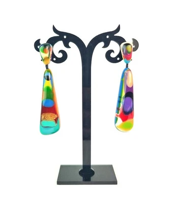 Sobral Kandinsky Gleine Multicolor Dangling Post Artist Made Earrings - Image 1 of 4