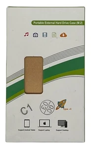 NEW Portable External Hard Drive Case (M.2) 1 TB - C1 Gold - Afbeelding 1 van 4