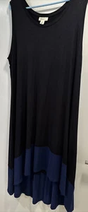 Style & Co Macy's Plus Sz 3X Sleeveless Black/ Navy Dress W/Hi-Lo Hem - Picture 1 of 8