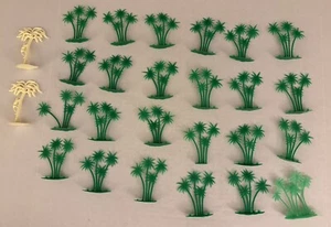 Lot of 26 Plastic Palm Trees Green and Cream 3”-3.5” Tall Used - Picture 1 of 7