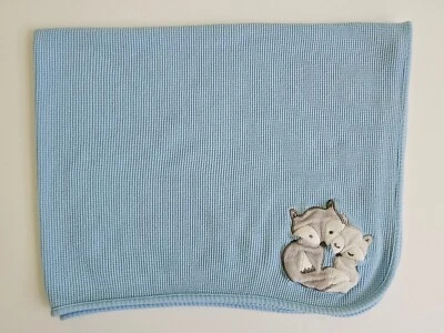 Just Born голубая лиса детское одеяло получение вафельное плетение тепловое - Изображение 1 из 4