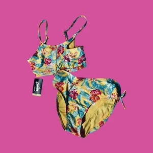 Girls Bright Floral 14/16 Swim Suit - Picture 1 of 1