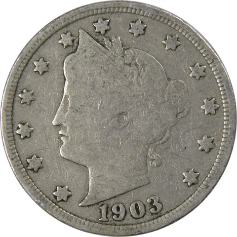 1903 Liberty Head V Nickel 5 Cent Piece G Good 5c US Coin Collectible Cover