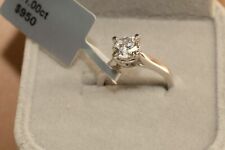 1Ct Moissanite Engagement Ring Solitaire 14k White Gold Toned Round Cut Size 6.5
