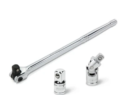 Powerbuilt 3/8" Dr. Flex Handle Breaker Bar w/ - 3/8F x 1/2M Adapter, 1-U-Joint - Image 1 of 4