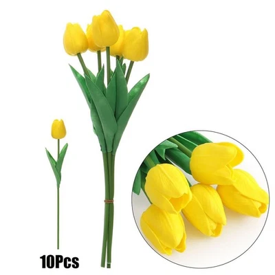 Ramo de flores de tulipán artificiales falso 5/10 piezas para decoración del hogar de bodas fiestas Foto 1 de 4