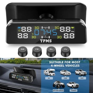 Solar TPMS Tyre Pressure Monitoring System LCD 6 Alarm Modes Car RV Waterproof - Picture 1 of 10