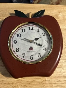 Vintage Country Clock Company RED Apple Clock 9" Farmhouse Country Decor Works - Picture 1 of 4