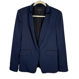 Rag & Bone Windsor Blazer Women size 6 Navy Blue Tailored Single Button - Picture 1 of 10