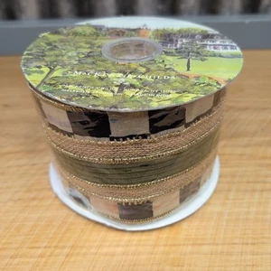 MacKenzie Childs Farmhouse 4" x 5 yards Wired Edge Ribbon Courtly Check - Picture 1 of 6