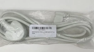 1.8m Power Cord UK Plug to Right Angle C5 Clover Leaf Lead Cable White - Picture 1 of 2