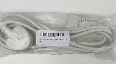 1.8m Power Cord UK Plug to Right Angle C5 Clover Leaf Lead Cable White - Image 1 of 2