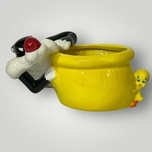 Sylvester And Tweety Bird Ceramic Planter Warner Bros. Looney Tunes Vintage - Picture 1 of 10