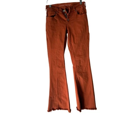 Jeans Cowgirl Tuff Co. W 27 Naranja Bootcut Dobladillo Deshilachado Botón Mosca Estilo Occidental Foto 1 de 4