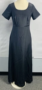 STAGE ACCENTS Black Show Choir Long Dress Size 6 Empire Waist A-line Satin Trim - Picture 1 of 3