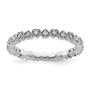 Sterling Silver Stackable Expressions Diamond Heart Ring for Women Size 10 - Picture 1 of 5