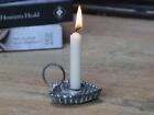 Mini Grey Zinc Heart Chamberstick Candle Holder Thin Candles