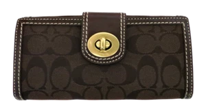 New Coach Hampton Signature Leather Slim Envelope Wallet Chocolate Brown RARE - Picture 1 of 6