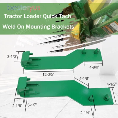 John Deere Steel Tractor Loader Quick Tach Weld On Mounting Brackets - Image 1 of 4