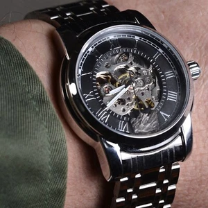 New Skeleton Mechanical Watch Manual Winding Space Rocks Aletai Meteorite - Picture 1 of 9