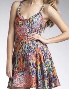 Nanette Lepore Silk Pink Raindrop Dress Racerback Asymmetrical Hem Size 0 - Picture 1 of 8