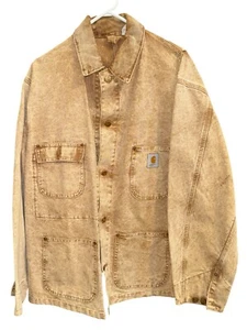 Vintage Carhartt Jacket Size Large Light Tan Chore Coat *Fast Ship* - Picture 1 of 7