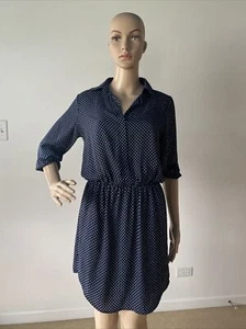 Vintage 1980’s Made In USA Renee C Dark Navy Blue Polka Dot Dress Hand Wash S - Bild 1 von 12