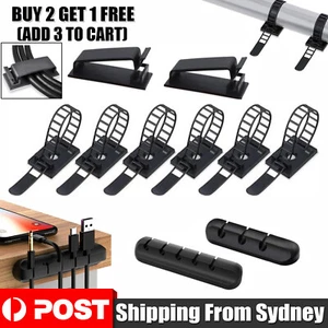 Cable Clips Management Holder Cord Wire Line Organizer Self-Adhesive USB Wire AU - Picture 1 of 14