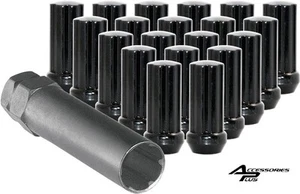 32 Pc DODGE RAM 2500 BLACK SPLINE WHEEL LUG NUTS 9/16 & 1 KEY Part # AP-5658-BK - Picture 1 of 3