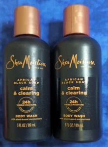 2 x Shea Moisture African Black Soap Body wash 3 oz each travel size NEW - Picture 1 of 2