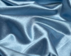 Sky Blue 4 Way Stretch Silky Satin Fabric By Yard Thick Satin - Picture 1 of 9