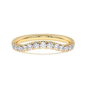 IGI 0.40 Ct Lab Grown Diamond 925 Sterling Silver Stackable Curved Wedding Band - Picture 1 of 12