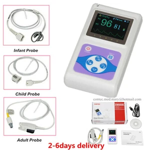 FDA CE CONTEC Finger Pulse Oximeter CMS60D 3 Probes Adult+infant+child,USB SW - Picture 1 of 11