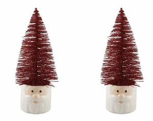 Set of 2 Mini Christmas Trees in Ceramic Santa Red - Picture 1 of 2