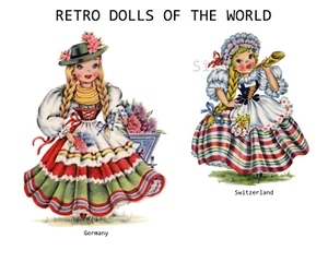 SWITZERLAND, GERMANY RETRO DOLLS OF THE WORLD Giclee 8x10 Print - Picture 1 of 1