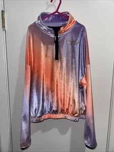 Justice Girls 1/4 Zip Athletic Pullover Size L 10/12 Rainbow Lightweight Top - Picture 1 of 4