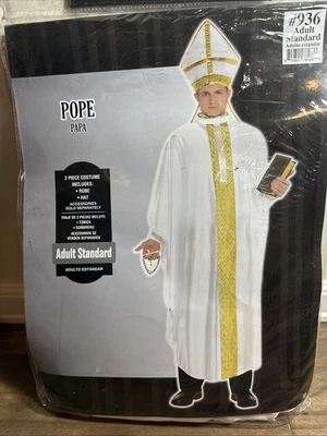 Fantasia Papa - Branco e Dourado - Padrão Adulto 2 Peças Roupão e Chapéu Religioso - Imagem 1 de 4